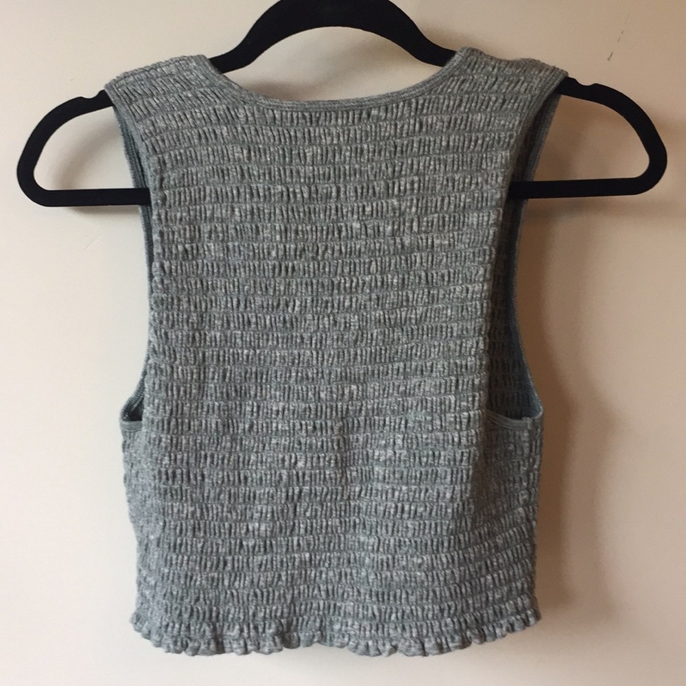 Wilfred Free by Aritzia Natane Smocked Crop Tank Top | Mottled Green | Sz M - Picture 8 of 11